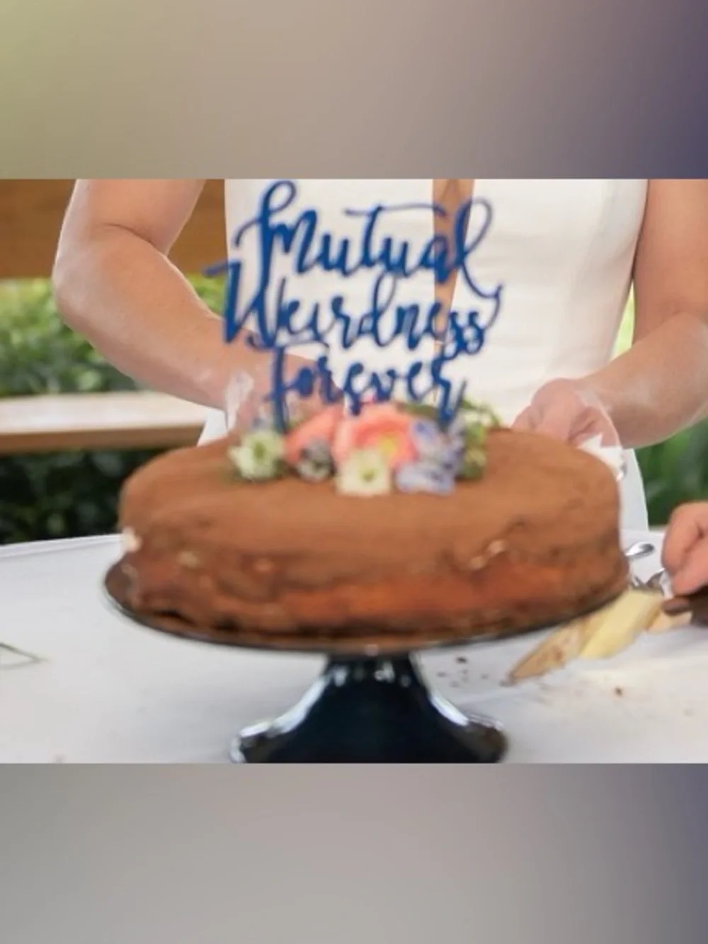 Blue ‘Mutual Weirdness Forever' Cake Topper